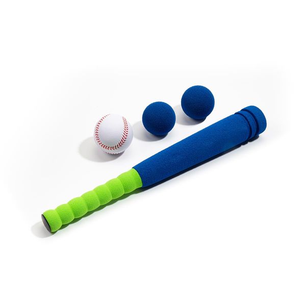 Lemito [Mini Size] 16" Foam Kids Sports Baseball Bat Set+ 3 Soft Balls + Storage Bag Included, for Toddlers 3 Years Old Hitting Indoor Outdoor Playing, Blue