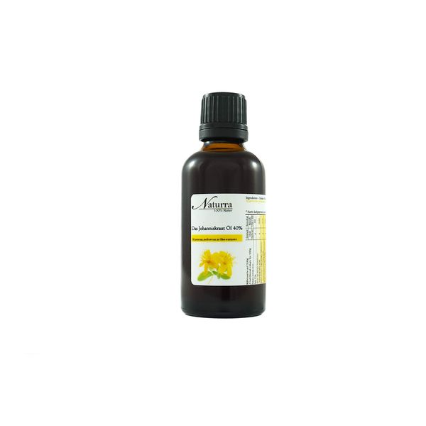 Naturra Johanniskrautöl Johanniskraut Mazerat BIO aus Deutschland - 50ml Glas Rotöl - in Lebensmittelqualität auf Basis von Olivenöl Mazeriert