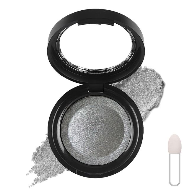 Grey Eyeshadow Single, Shimmer Grey Eye Make-Up Fine Powder Palette Eyeshadow, High Pigment Long-lasting Sweatproof Single Eye Shadow for Performance