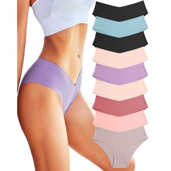 ROSYCORAL Women’s Seamless Bikini Panties Soft Stretch Invisibles Briefs No Show Hipster Underwear cheeky 9 pack XS-L (M)