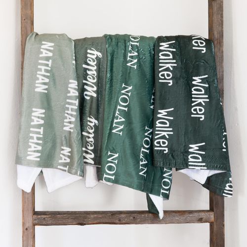 Personalized Name Blankets, Hickory Hollow Designs, Custom Baby Blanket, Personalized Blanket for Kids, Green Throw Blanket, Baby Shower Gifts, Blankets for Boys (Greens, 60x80"(Large))