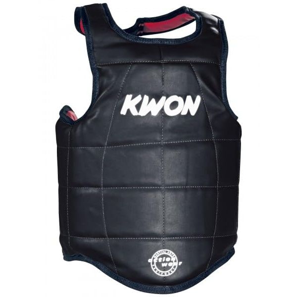 KWON Bay Double Full Contact Body Armour Protective Vest Belly Protector Body Shield Muay Thai Thai Boxing MMA Martial Arts K1 K 1, black