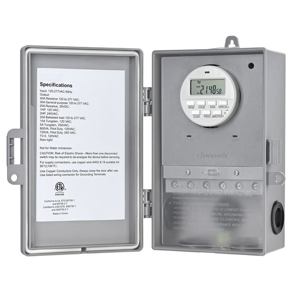 DEWENWILS Pool Pump Timer, Digital Timer Box, 2HP 40A ON/Off Programmable Timer
