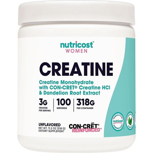 Nutricost Women's Creatine Monohydrate Powder Particulate Unflavored 100 Servings - Vegetarian GMO Free Gluten Free, 1 Pack