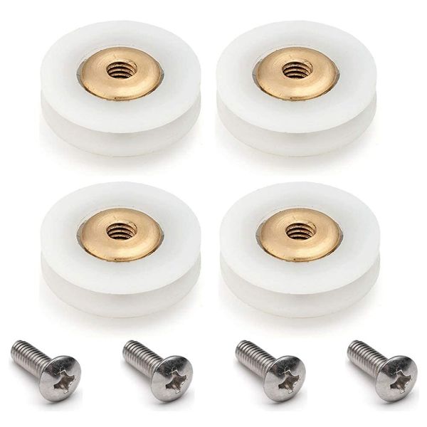 4X Replacement Shower Door Rollers/Runners/Wheels Grooved 19mm Diameter