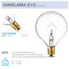 10 Pack Mini Globe Decorative Bulbs 120V 15W G16.5 Candelabra E12 Base Clear