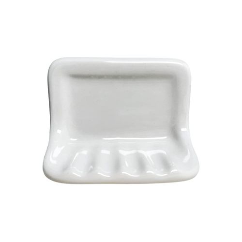 Tenedos White Glazed Ceramic Bathroom Accessory Kit (Soap Dish Holder) - Not for Flat Surface Installation
