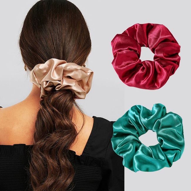 LUMoony 3Pcs Seidensatin Haargummis Haargummis Groß Scrunchies Übergroß Oversize Damen für Haarschmuck, Große Seidensatin Haargummis für Frauen, Mädchen Übergroß Satin Haargummis