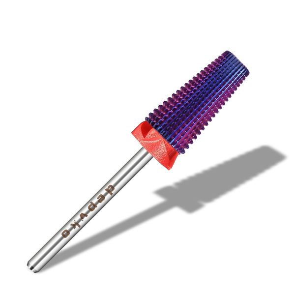 Depvko 5 in 1 Nail Drill Bits, 3/32'' Carbide Tungsten Nail Bits, Two Way Rotate Professional Advanced Safety Bits for Nail, Fast Remove for Manicure Pedicure Cuticle Gel Polishing(Fine, Purple)