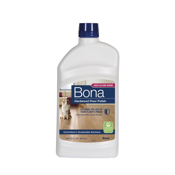 Bona Hardwood Floor Polish - 32 fl oz - High Gloss Shine - 32 oz covers 500sq ft of flooring - for use on Wood Floors