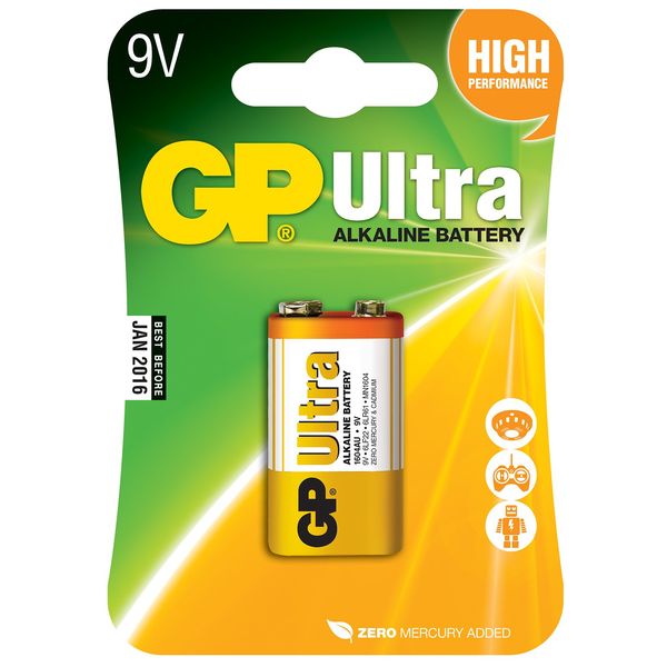 GP AVL177 ULTRA ALKALINE PP3 9V BATTERIES, 1 PACK