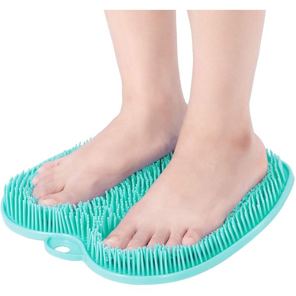 AMELLY Shower Foot Scrubber, Foot Cleaner Non Slip Silicone Pad, Shower Floor Massage Mat for Exfoliating Dead Skin Feet Clean