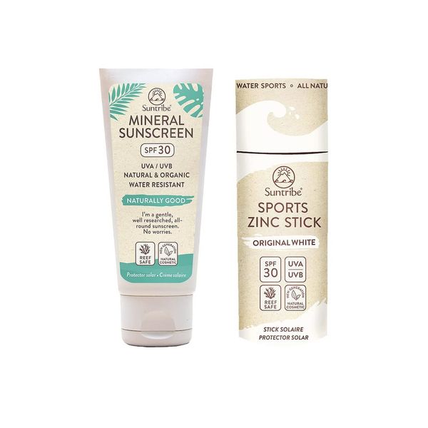 Suntribe - Bio SPF 30 Body & Face Mineral Sunscreen 100 ml + Zinksonnencreme Original White 30 g