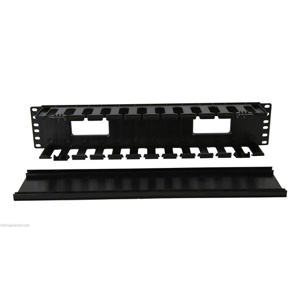 Raising Electronics 19 Inch 2U Rack Mount Cable Management Unit 12 Slots with Panel Plastic