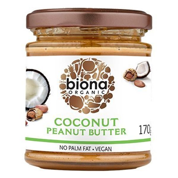 Biona - Coconut and Peanut Butter- Palm Oil Free - Vegan - Excellent as a Topping or Spread - 170 g