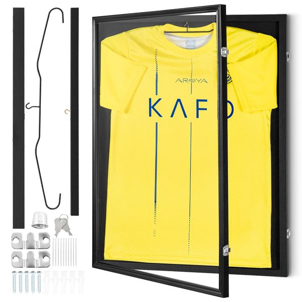 Jersey Display Frame Case 23.3 x 31.2 x 1.5 in Lockable Jersey Shadow Box