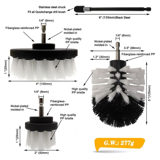 4pcs Drill Cleaning Brush, 2/3.5/4/5inch Cleaning Brush For Electric Drill  Soft Bristle Carpet Clea