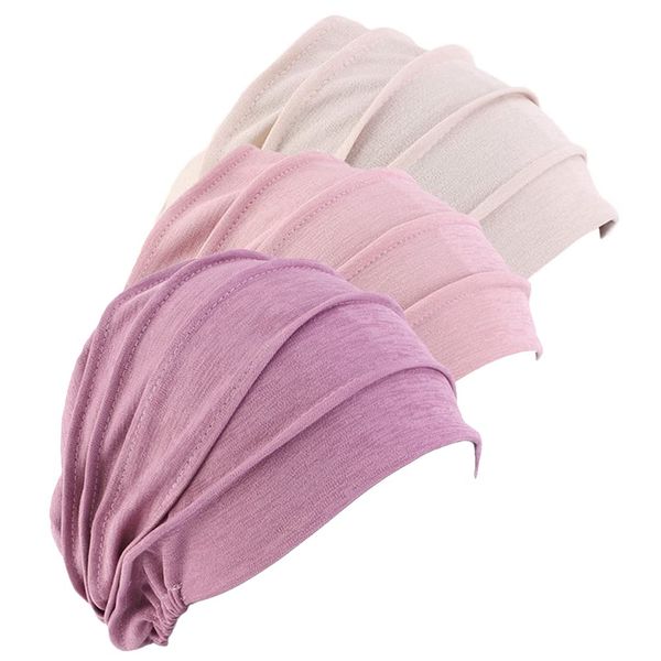 3 Stück Chemo Hat Mütze für Frauen Kopftuch,Baumwolle Slouchy Bandana Turban Chemo Krebs Cap Hijab Bonnet Kopftücher Schal Hut Kopfbedeckung Schlafmütze Muslimisches Chemotherapie-Kappe Kopftuch