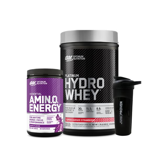 [+Shaker] ON Platinum Hydro Whey 800g Strawberry + ON Amino Energy 270g Grape