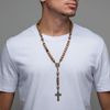 Intercession Our Father Sacred Handmade Solid Wood Rosary (St Benedict - Walnut)