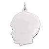 Solid 925 Sterling Silver Eng. Boy Front/Back Disc Charm Engravable Brushed Matte Finish Pendant - 32mm x 21mm