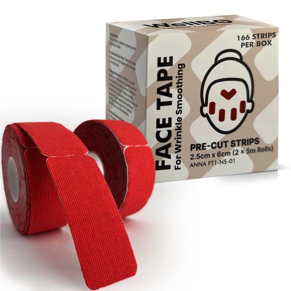 WellBO Face Tape – Face Lift Tape, Pre-Cut Strips, Per Strip 2.5 cm x 6cm, 166 Strips per Box, Anti Wrinkle Patches, Breathable Forehead Wrinkle Patches, Face Tape for Wrinkles, Face Tape Lift