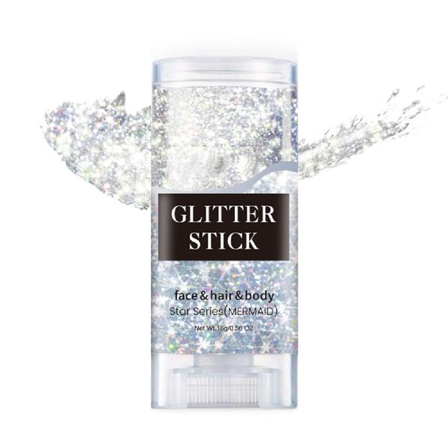 Face Glitter Stick,Holographic Sequins Paint Sparkling Body Glitter Gel Makeup for Women. (Mermaid face Glitter Stick)