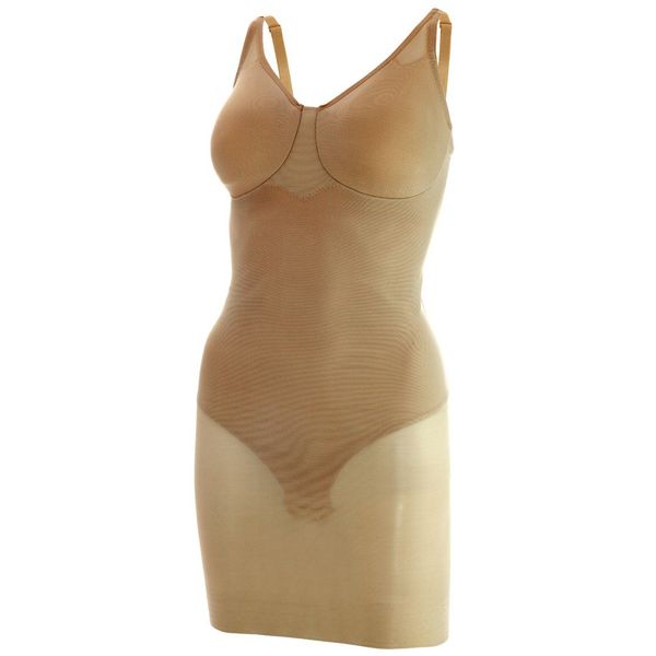Miraclesuit Sheer Kleid mit Slip in Hautfarben Größe 75B