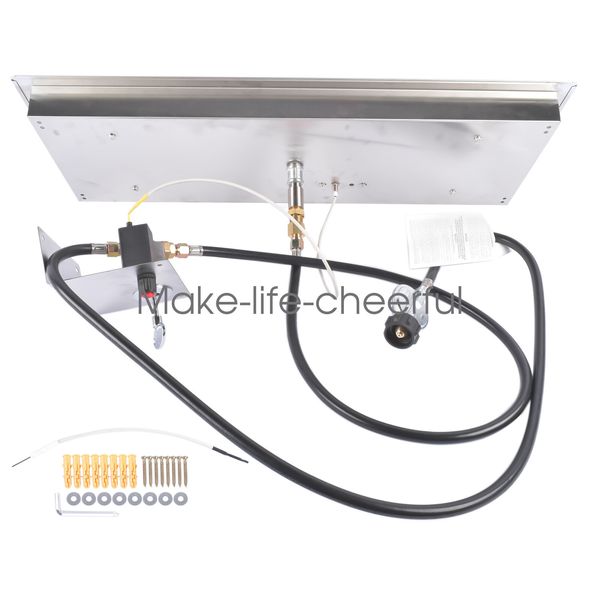 30 x 10 Inch Fire Pit H Burner Propane Gas Rectangular Drop-in DIY Fire Pit Kit