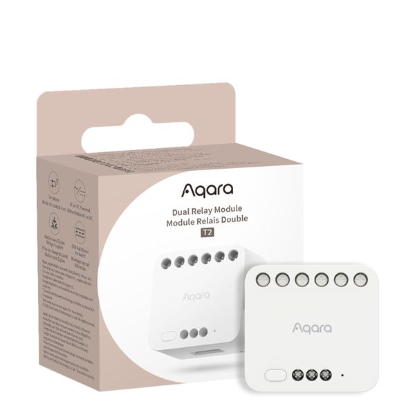 Aqara Dual Relais Modul T2 mit Matter, Rolladensteuerung & Lichtschalter, Erfordert Aqara Zigbee 3.0 HUB, Trockenen Knoten Modus für Garagentore & Heizkessel, Unterstützt Homekit,Google Home und Alexa