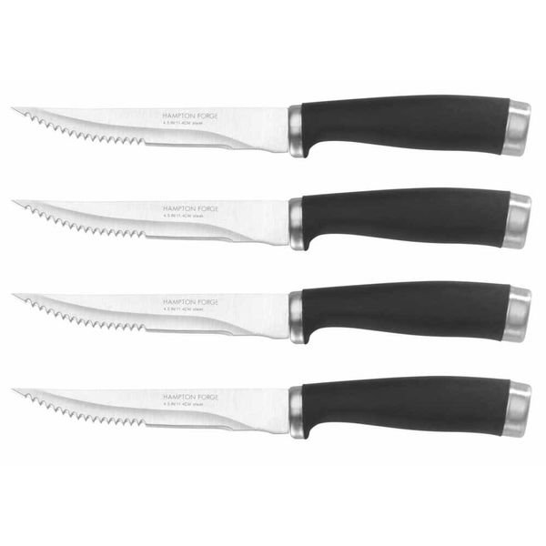 Hampton Forge Epicure–4PieceSteak KnifeSet–Black, Silver