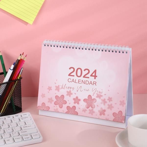 2024 Calendar Desk Small Wall Desktop Standing Office Planner Monthly English Table Calendar Paper Daily Planner