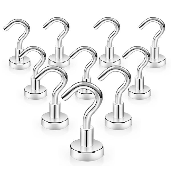 SKmoon Magnetic Hooks,10KG(22LBS) Extra Strong Magnetic Hooks for Fridge,Cruise, Van, Refrigerators, Grill, Coat and Storage (Pack of 10)