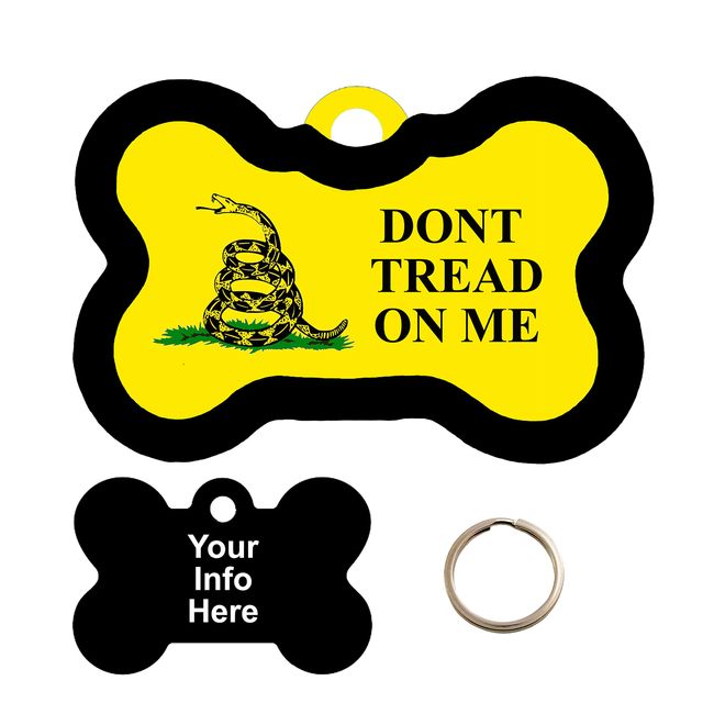 Customized Gadsden Flag Pet Tag - Bone Shape Tag