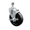 5 Inch Soft Rubber Wheel Swivel 12mm Threaded Stem Caster with Brake SCC