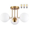3-Light Semi Flush Mount Ceiling Light Globe Ceiling Light Mid Century Ceiling L