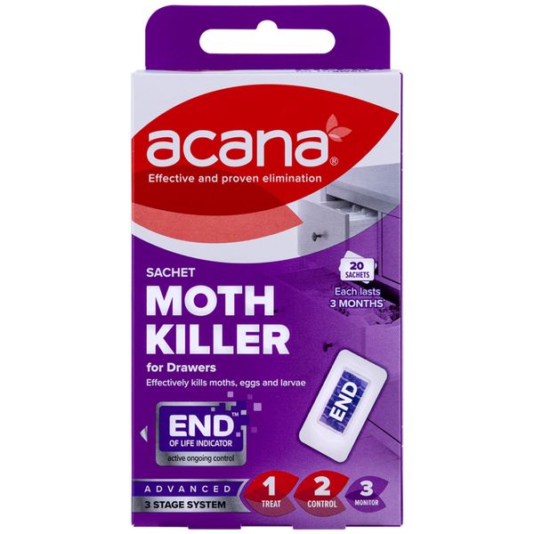 Acana Sachet Moth Killer 20 Pack- For Drawers & Storage- Protects Clothing & Bedding- Lasts 3 Months