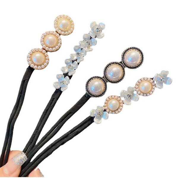 4PCS Pearl Hair Bun Maker Flower Hair Twist Bun Shaper Girls Donut Maker Ponytail Bun Maker French Hairstyle Styling Tool Accessories for Women Girls