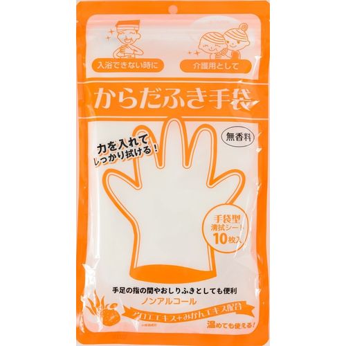 Body Wiping Gloves, Unscented, 10 Count