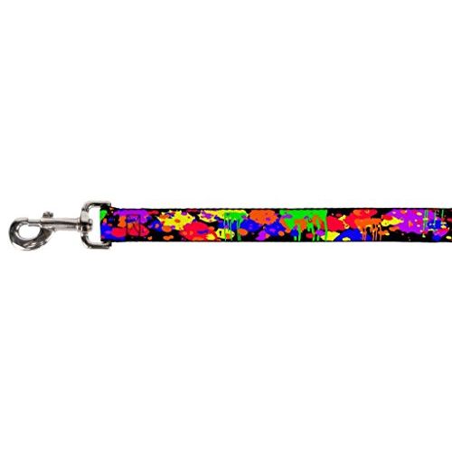 Buckle-Down Pet Leash - BD Paint Splatter Black/Neon - 4 Feet Long - 1.5" Wide