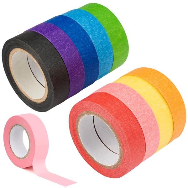 Rairsky 9 Rollen Kreppband Bunt Abklebeband Washi Tape Set,15mm x 12m Masking Painters Tape Washitape Buntes Farbiges Klebeband Bunt für Scrapbooking, Kinder, Alle DIY Begeisterten