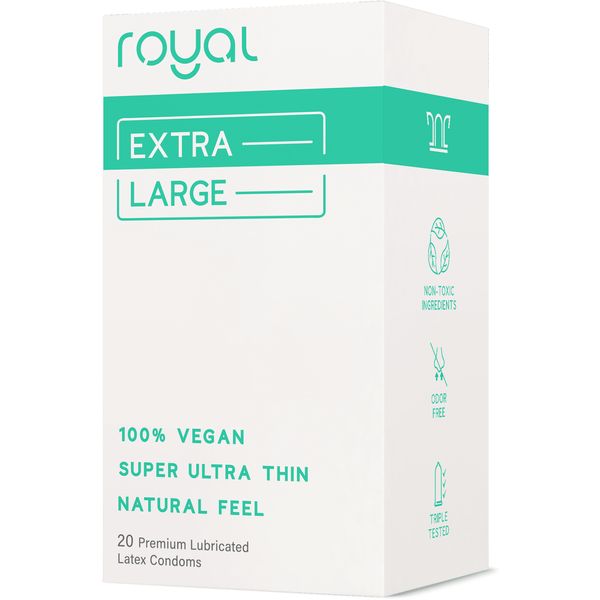 Extra Large Ultra Thin Vegan Latex Condoms - 20 Pack ($0.99/condom)