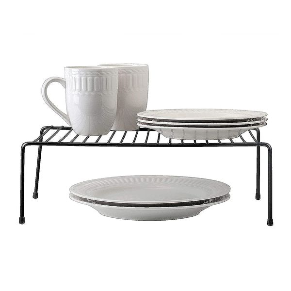 Kitchen Details Helper Shelf Organizer | Free Standing | Cabinet & Countertop Organizer | Dishes | Cups | Bowls | Large | Onyx