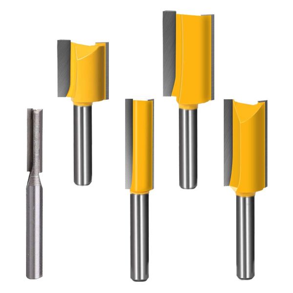 1/4 inch Router Bit Set, 1/4" 3/8" 1/2" 5/8" 3/4" Straight Router Bit(5pcs kit)