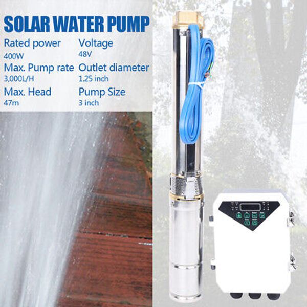 3" 3000L/H DC Solar Water Pump Submersible Deep Bore Well Pump+ MPPT Controller