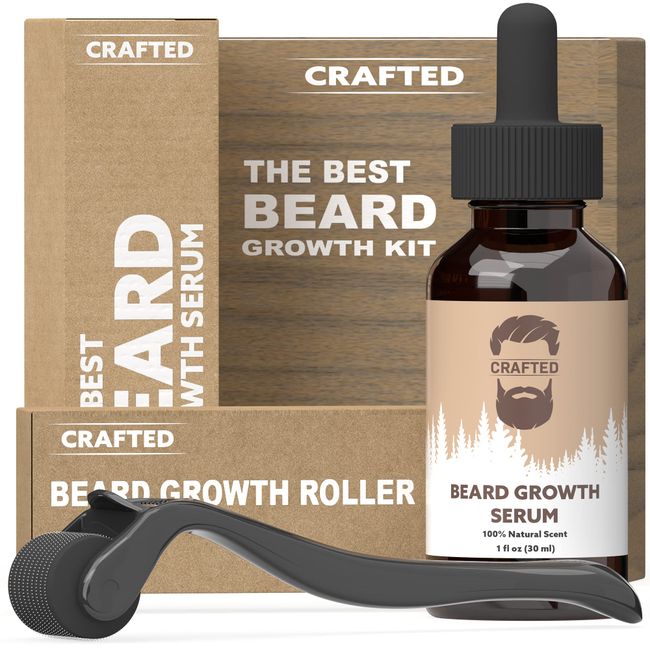 Beard Growth Kit - Hair Growth & Hair Serum - Beard Growth Oil and Beard Roller - Hair Growth for men - Stimulate Beard Growth with our Beard Serum and Growth Roller