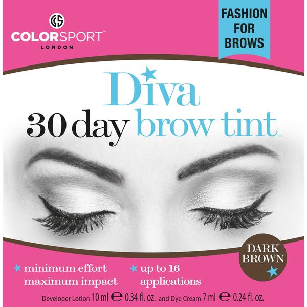 COLORSPORT DIVA 30 DAY BROW TINT, Eyebrow Tint, Eyebrow Dye, Immediate Visible Results, Last for up to 30 days, Dark Brown