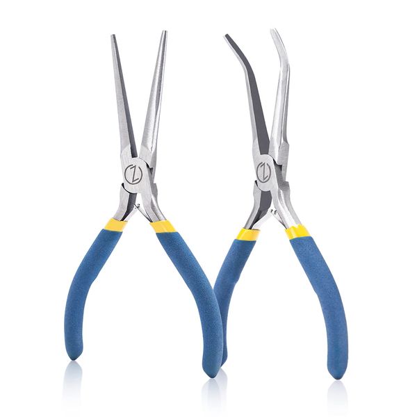 VISEMAN 6" Mini Needle Nose Pliers with Comfort Grip Handles, 2PCS Long Nose Pliers Set for Handmade Craft