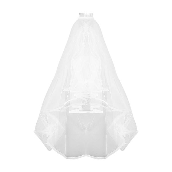 Wedding Bridal Veil Jagowa Simple White with Comb 2 Tier Tulle Bachelorette to Be Hen Night Novelty Costume Party Fun Fancy Dress Accessories