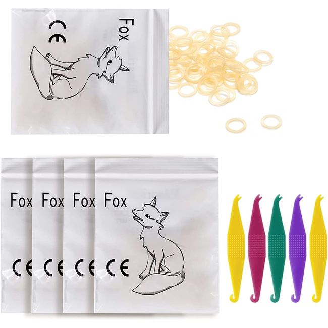 RZJZGZ 500 Pcs Dental Rubber Traction Bands 5 Pcs Disposable Plastic Orthodontic Elastic Placers(1/4",Fox)